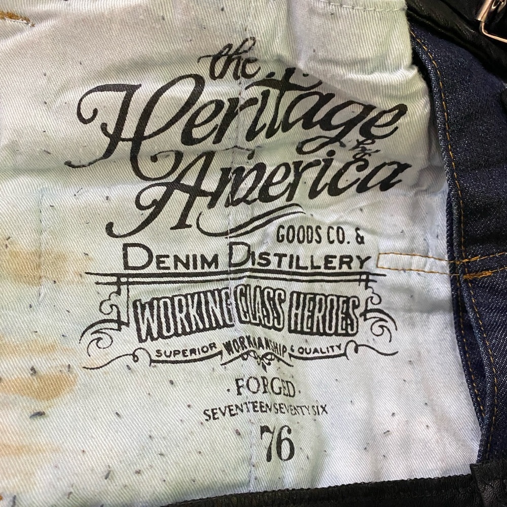 The Heritage by America 1776 Distressed Faux Leather Bleached Denim Moto Vest 2X - Picture 4 of 12
